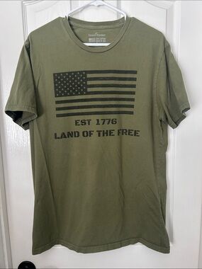 General standard Army Green American flag est 1776, t-shirt 100%cotton size L